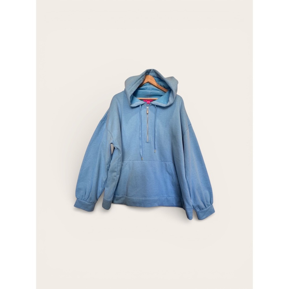 Lilly Pulitzer Light Blue Quarter Zip Siri Hoodie Luxletic Comfy Sweatshirt Sz M